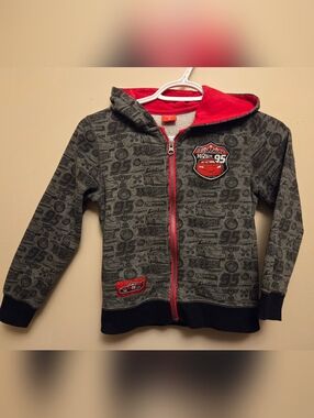 Lightning McQueen Size 6 Disney Pixar Cars Kids Grey & Red Zip Up Hoodie